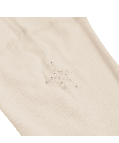 Tuewid “STARFISH” beaded round neck T-shirts in cream