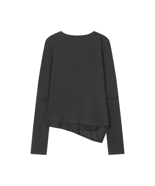 Slash button layered long sleeve CHARCOAL
