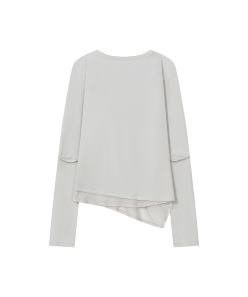 Slash button layered long sleeve LIGHT GREY