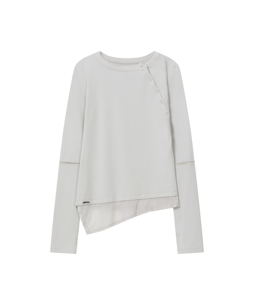 Slash button layered long sleeve LIGHT GREY