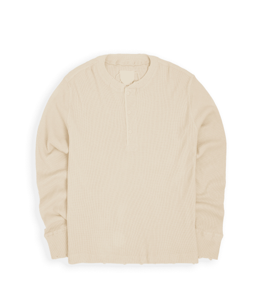 TUEWID CLASSIC WAFFLE KNIT HENLEY LONGSLEEVE T-SHIRT