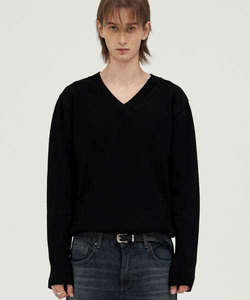 Reverb V-Neck Knit LIGHT BLACK