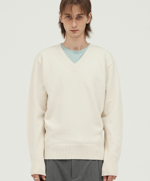 Reverb V-Neck Knit LIGHT IVORY