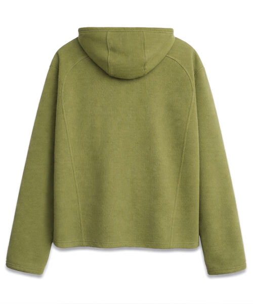 Finger-Hole Waffle Hoodie MOSS GREEN