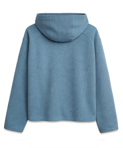 Finger-Hole Waffle Hoodie OCEAN BLUE