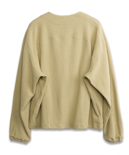 Shoulder Zip-Up Waffle Pullover BUTTER