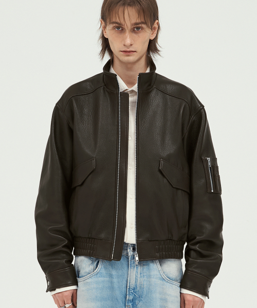 Soft Lambskin Pilot Jacket DARK BROWN