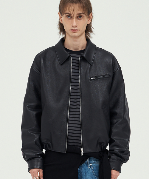 Goat Leather Surface Blouson BLACK