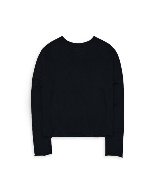 Tuewid gauze crop longsleeve t-shirts Black