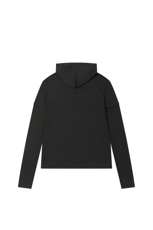 FAKE HOOD LONG SLEEVE IN CHARCOAL