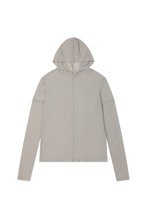 FAKE HOOD LONG SLEEVE IN LIGHT GREY