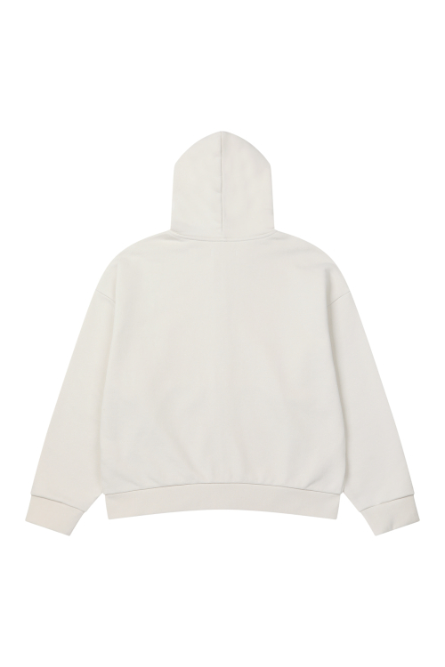 GERMAN LETTERING HOODIE ZIP-UP IN IVORY
