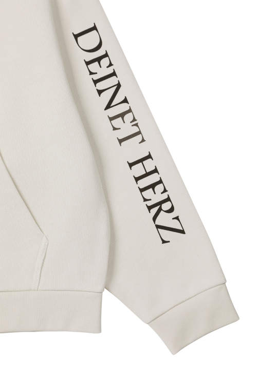 GERMAN LETTERING HOODIE ZIP-UP IN IVORY