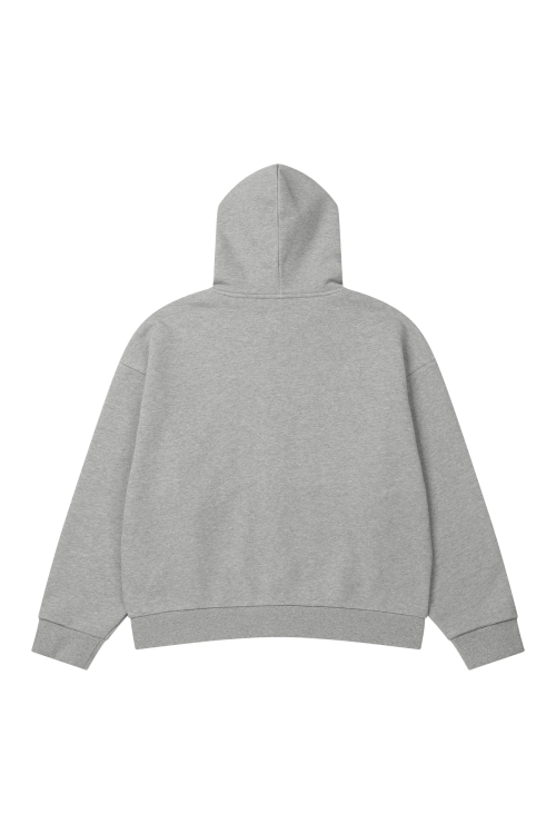 GERMAN LETTERING HOODIE ZIP-UP IN MELANGE GREY