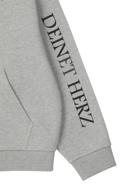 GERMAN LETTERING HOODIE ZIP-UP IN MELANGE GREY