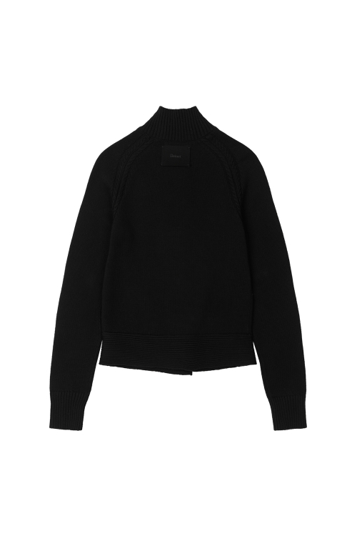 HIGH-NECK STUD KNIT OUTER IN BLACK