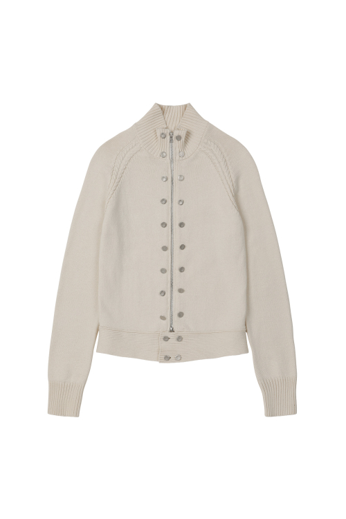 HIGH-NECK STUD KNIT OUTER IN IVORY