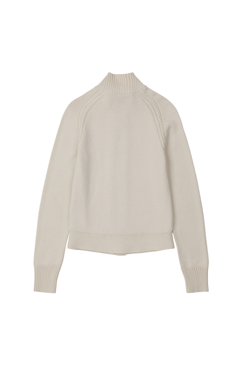 HIGH-NECK STUD KNIT OUTER IN IVORY