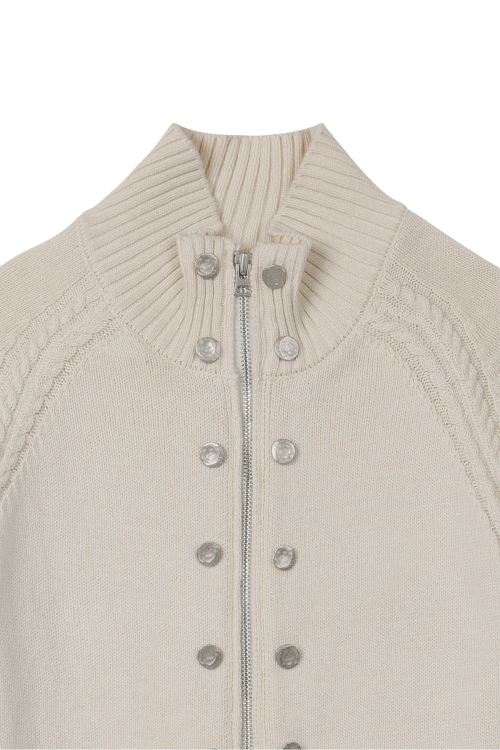 HIGH-NECK STUD KNIT OUTER IN IVORY