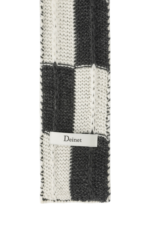 CHECKERED NEAT KNIT MUFFLER IN CHARCOAL