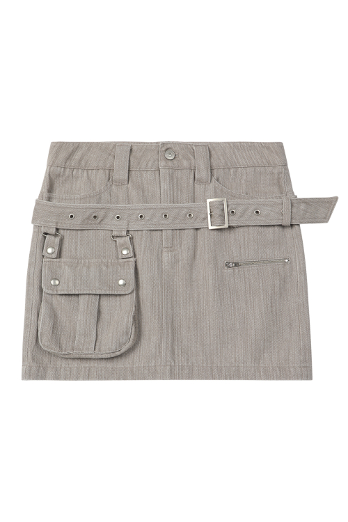 BELTED TUNNEL SKIRT IN BEIGE