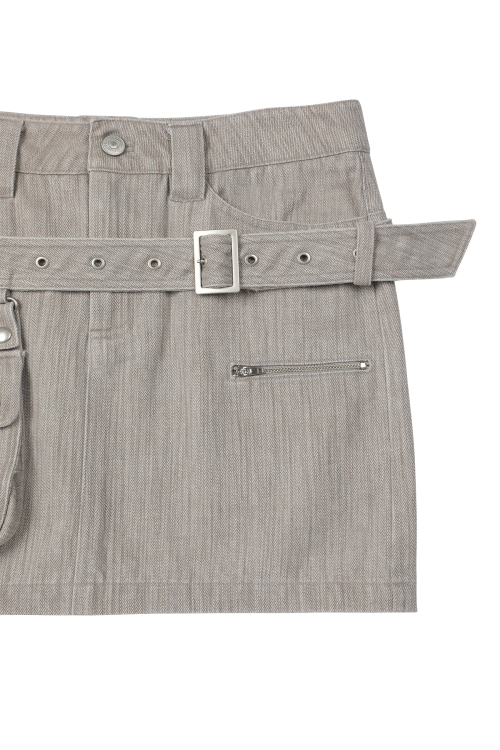 BELTED TUNNEL SKIRT IN BEIGE
