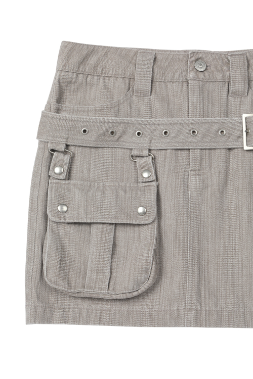 BELTED TUNNEL SKIRT IN BEIGE