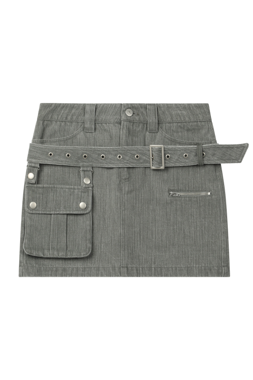 BELTED TUNNEL SKIRT IN KHAKI