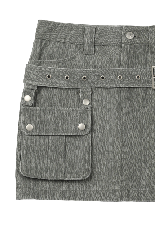 BELTED TUNNEL SKIRT IN KHAKI