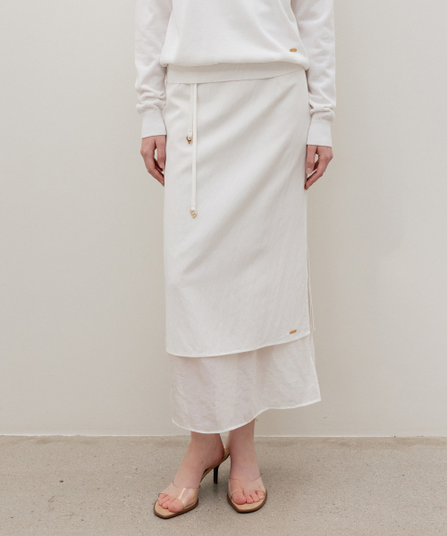 Elene Sheer Layered Skirt White