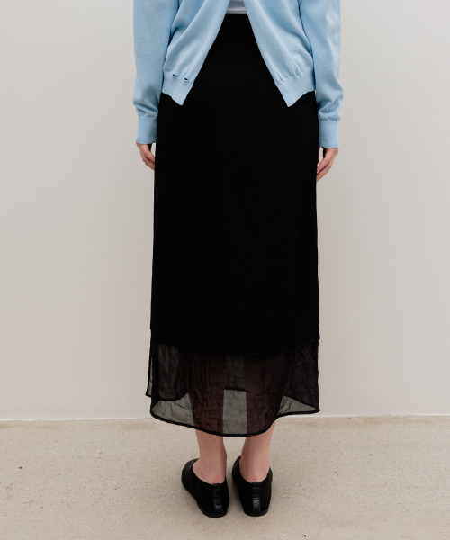 Elene Sheer Layered Skirt Black