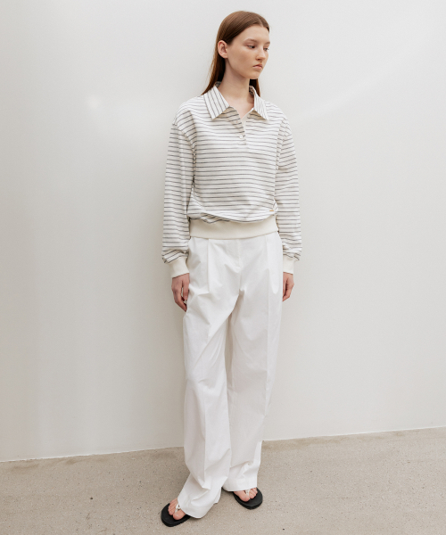 French Stripe Pique Top Ivory