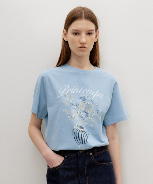 Printemps Vase Graphic T-Shirt Blue