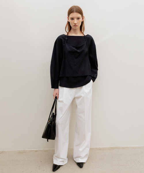 Etole Halter Layered Blouse Navy