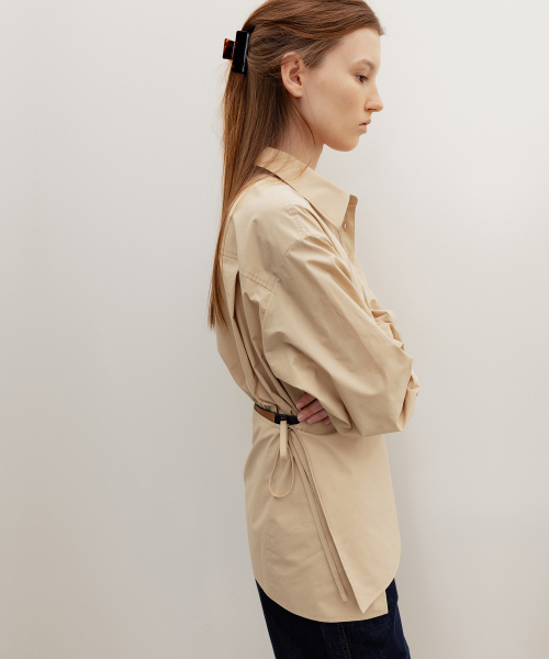 Aube Scarf-Wrap Shirt Beige