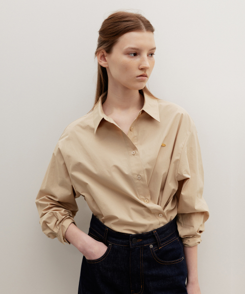 Aube Scarf-Wrap Shirt Beige