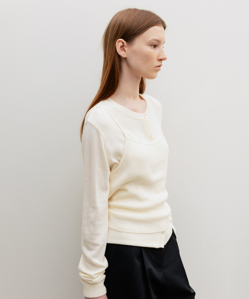Lena Bustier Layered Cardigan Set Cream