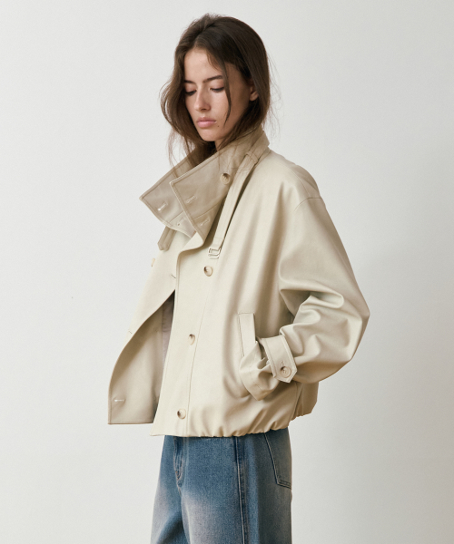 Mouchou High Neck Leather Jumper_2colors