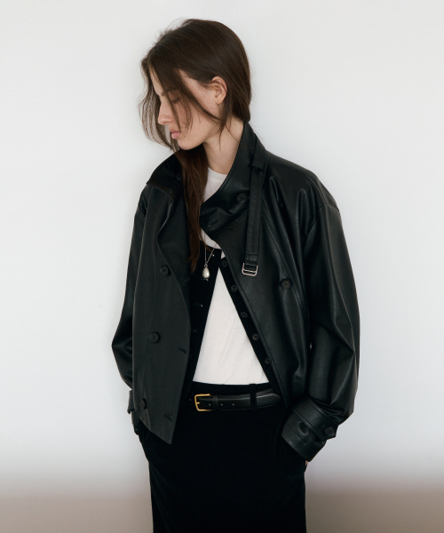 Mouchou High Neck Leather Jumper_2colors