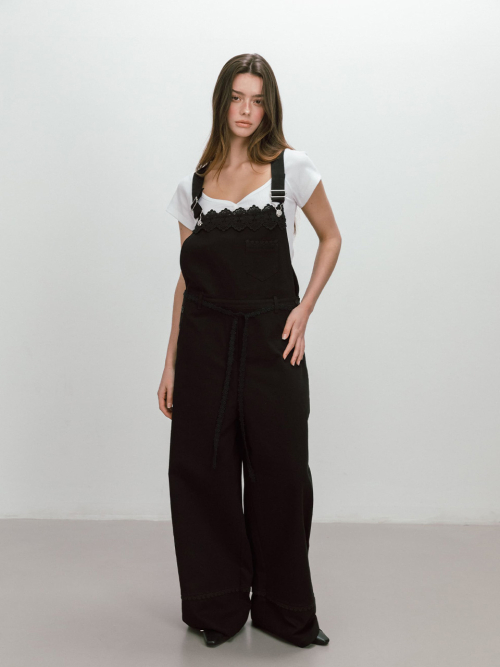 FLOWER LACE OVERALL / BLACK