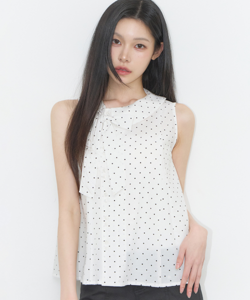 Rope Flare Blouse White Dot