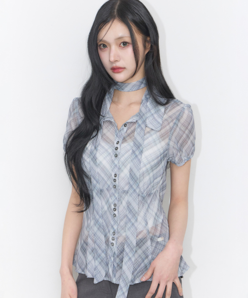 Flare Puff Blouse Grey