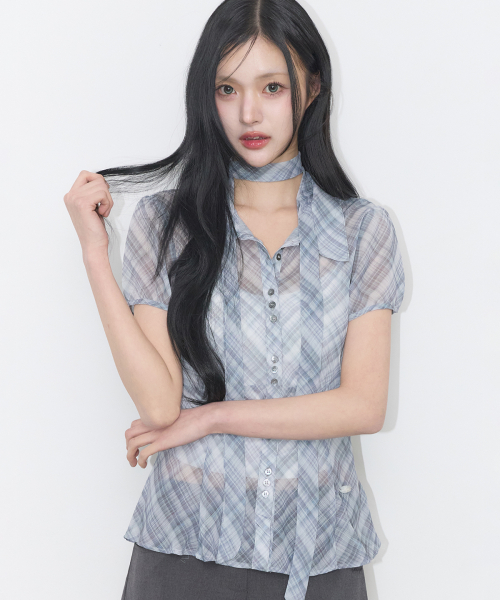 Flare Puff Blouse Grey