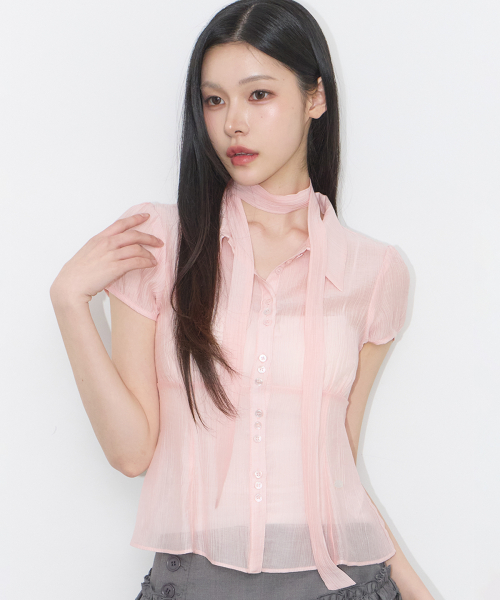 Flare Puff Blouse Pink