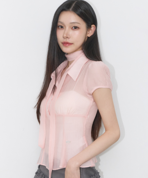 Flare Puff Blouse Pink