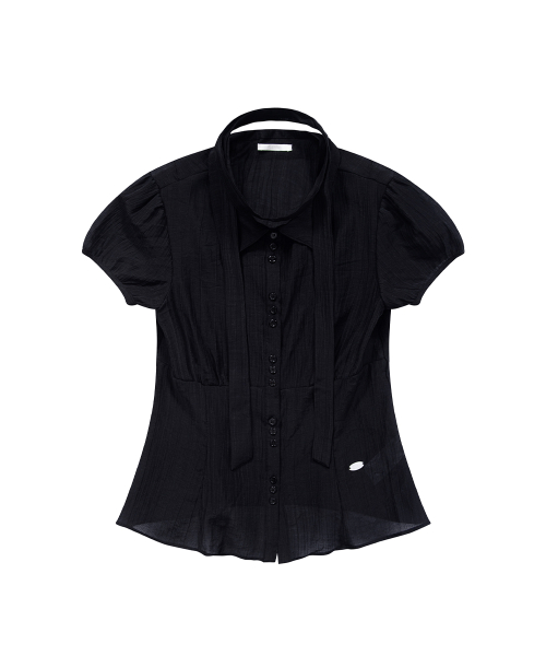 Flare Puff Blouse Black