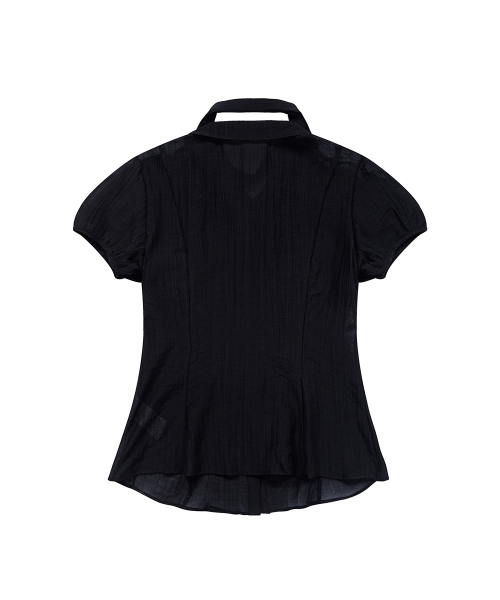 Flare Puff Blouse Black