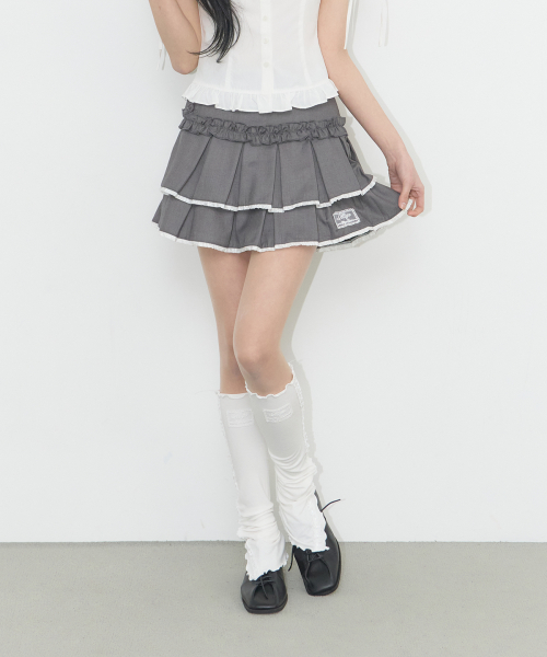 Dolly Pleated Mini Skirt Charcoal
