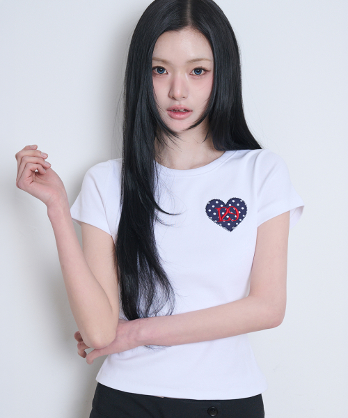 129 Dot Fitted T-Shirt white