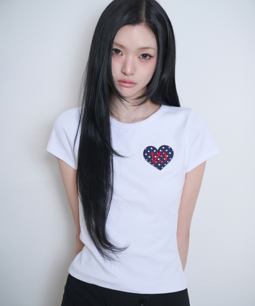 129 Dot Fitted T-Shirt white